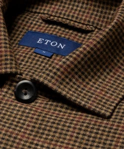 Off The Water Eton Brown Checked Cotton Wool Cashmere Over Shirt 7 Off The Water Eton Brown Checked Cotton Wool Cashmere Over Shirt