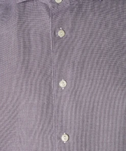 Off The Water Eton Navy Houndstooth Cotton Tencel Flannel-Slim Fit Button Down Collar
