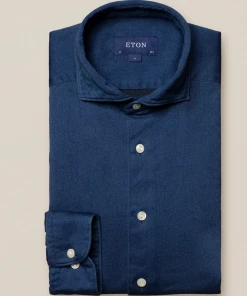 Eton Blue Satin Indigo CONTEMPORARY FIT Shirt Off The Water