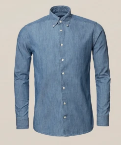Eton Off The Water Garment Washed Light Blue Denim Shirt