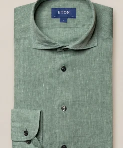 Eton Green Linen Shirt Off The Water
