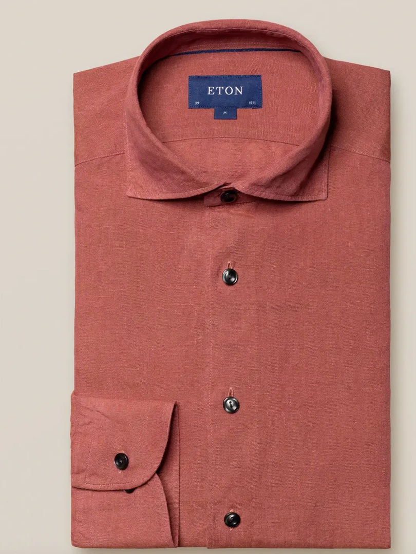 Eton Red Linen Cut Away Collar 1 Eton Red Linen Cut Away Collar