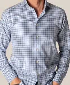 Eton Blue Checks Cotton And Silk 7 Eton Blue Checks Cotton And Silk