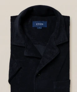 Off The Water Eton Dark Navy Terry Cloth Resort Shirt
