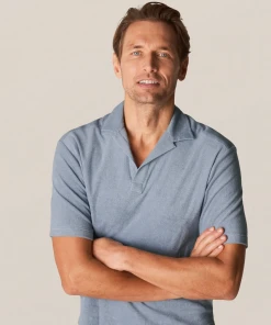 Off The Water Eton Terry Polo Shirt Blue -SLIM Fit