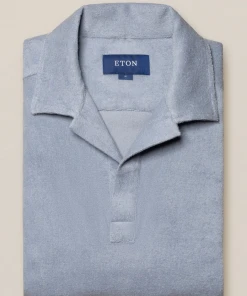 Off The Water Eton Terry Polo Shirt Blue -SLIM Fit