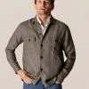 Off The Water Eton Khaki Linen Over Shirt