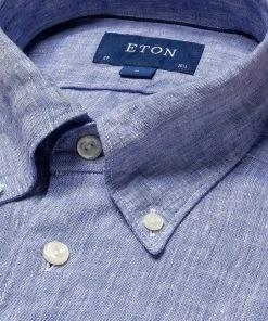 Eton Blue Linen Button Down